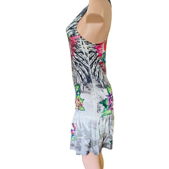 Y2K Cyber Studded Colorful Ruffle Skirt Dress Size Small - Picture 6 of 7